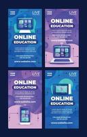 conjunto de plantillas de publicación de redes sociales de educación en línea vector