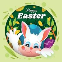 feliz pascua con plantilla de fondo de conejo vector