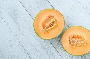 Cantaloupe melon flat lay photo