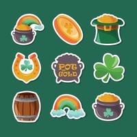 St Patricks Day Pot Of Gold Doodle Sticker Collection vector