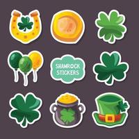 Shamrock Clover Colorful Doodle Stickers Collection vector