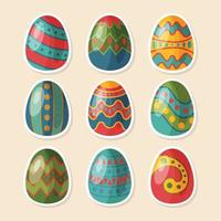 Easter Egg Doodle Pattern Stickers Collection vector