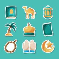 Isra MIraj Iconic Doodle Stickers Collection vector