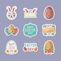 Happy Easter Doodle Egg Element Stickers Collection vector