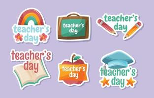 National Teacher's Day Doodle Sticker Collection vector