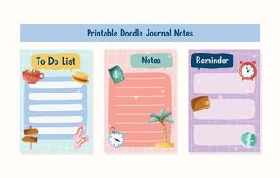 Travel Journal Notes With Doodle Element Set vector