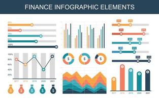 paquete de elementos infográficos financieros vector
