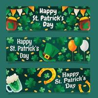 feliz día de san patricio trébol y colección de banners de elementos vector