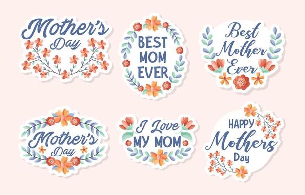 Happy Mothr's Day Doodle Flower Sticker Collection