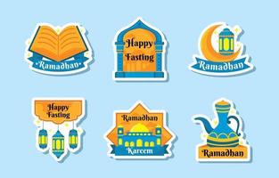 Ramadhan Month Sticker Set vector