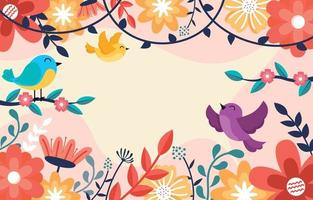 Hello Spring with Cute Birds Background vector