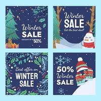 Winter Sale Social Media Post Set vector