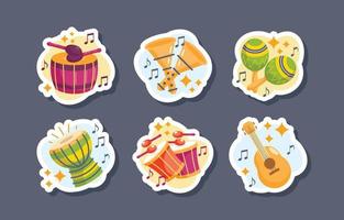 Mardi Gras Music Carnival Sticker Collection vector
