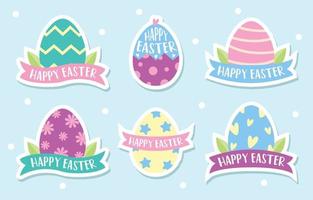 Happy Easter Sticker Set vector