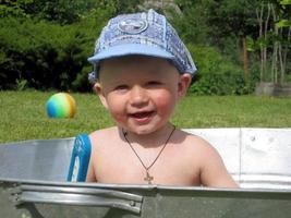 Beautiful baby boy with child face posing photographer photo