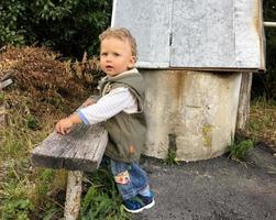 Beautiful baby boy with child face posing photographer photo