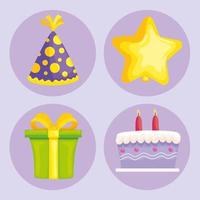 iconos de decoración de cumpleaños para niños vector