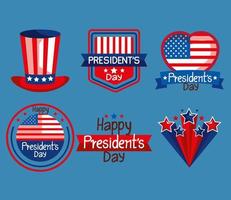 six presindents day icons vector