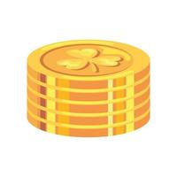 golden coins with clovers vector