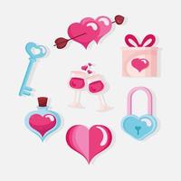 seven valentines day icons vector