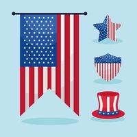 usa flags four items vector