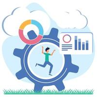 Illustration vector graphic cartoon character of dynamic job success