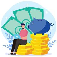 Illustration vector graphic cartoon character of money saving