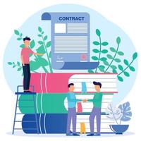 Illustration vector graphic cartoon character of business contract