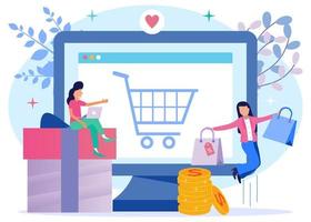 Illustration vector graphic cartoon character of online shopping