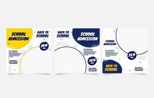 school admission banner set template social media post vector