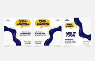 school admission banner set template social media post vector