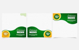 restaurante de comida set banner diseño de plantilla de comida vegetal vector