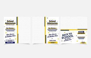 school admission banner set template social media post vector