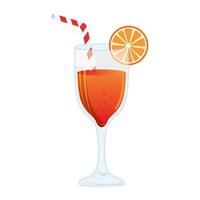 cocktail glass, refreshing coctail with orange slice vector