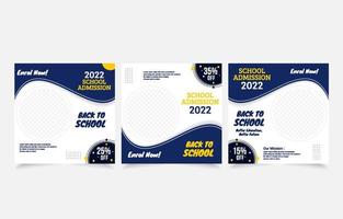 back to school admission banner template social media set design vector