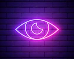 EyeNeonneye neon icon. Elements of media, press set. Simple icon for websites, web design, mobile app, info graphics isolated on brick wall background. vector