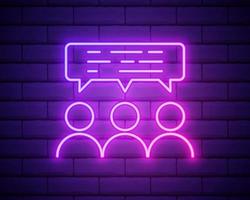 dialogue of people icon. Elements of interview in neon style icons. Simple icon for websites, web design, mobile app, info graphics isolated on brick wall vector