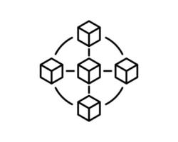 Blockchain technology modern icon. Vector block chain symbol or logo element in thin line style
