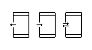 Vector smartphone with down arrow set icons. Smartphone flat line icon. Mobile download icon in line style. Phone icon for apps and websites. Vector illustration