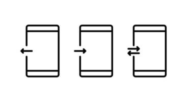 Vector smartphone with down arrow set icons. Smartphone flat line icon. Mobile download icon in line style. Phone icon for apps and websites. Vector illustration