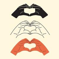 Hands making  heart symbol icon, logo set, vector illustration