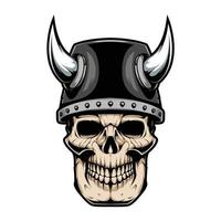 el cráneo vikingo con un casco con cuernos vector