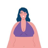 cute plump woman in swimsuit purple color on white background vector