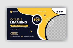 School admission social media cover, web banner, and video thumbnail template vector