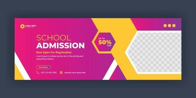 School admission social media cover banner template vector