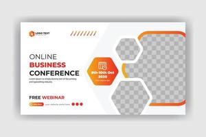 Webinar business conference web banner landing page and video thumbnail template vector