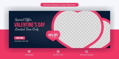 Valentine's Day Sale Social Media Post Cover Banner Template Design vector