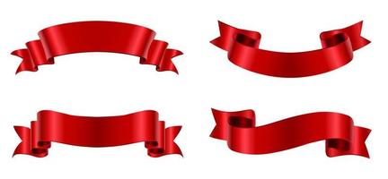 Realistic red ribbon banners vector