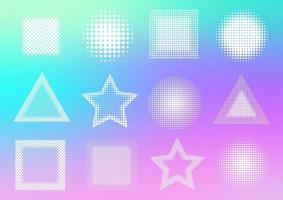 Halftone dotted shapes set vector