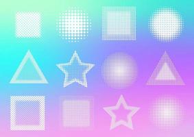 Halftone dotted shapes set vector